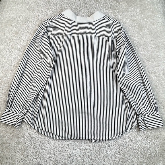 Lauren Ralph Lauren Black White Striped Button Up Shirt with Monogram. 1X - Picture 2 of 14